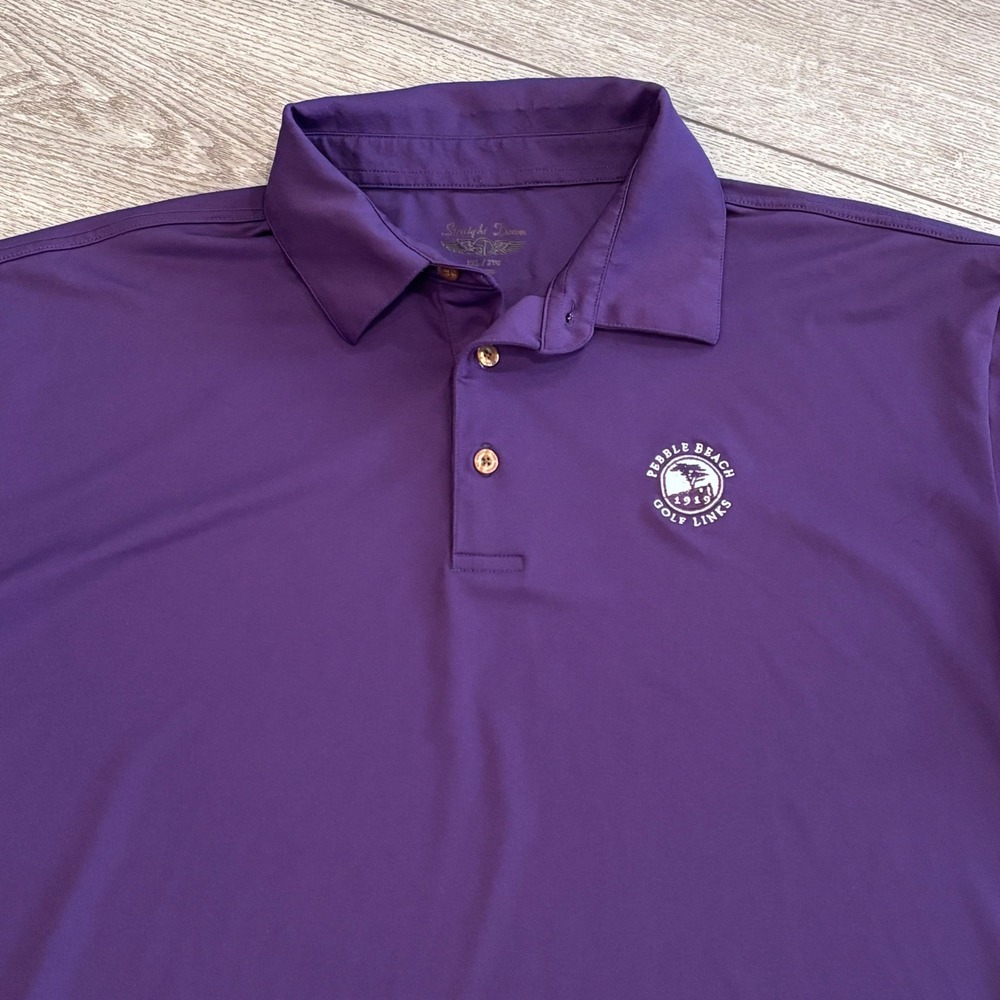 Straight Down Polo Shirt Mens XXL Purple Pebble Beach Golf Links Performance Top